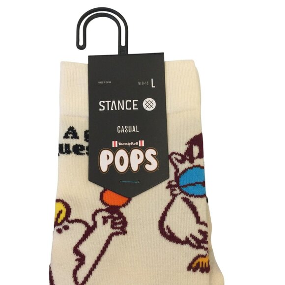 Stance Tootsie Pops Men's Crew Socks Size Large 9-13 MR OWL Cream Burgundy - Picture 2 of 4